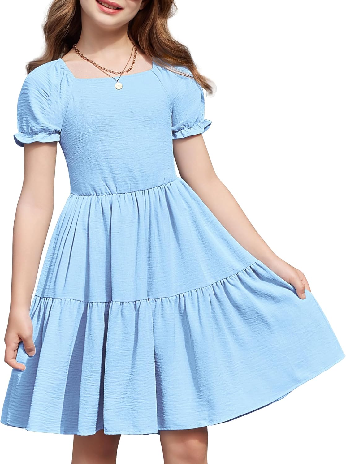 Arshiner Girls Summer Dress with Tie Back and Pockets for Fun