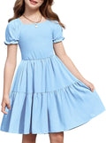 Girls Summer Tie Back Midi Dress with Pockets - Adjustable Fit