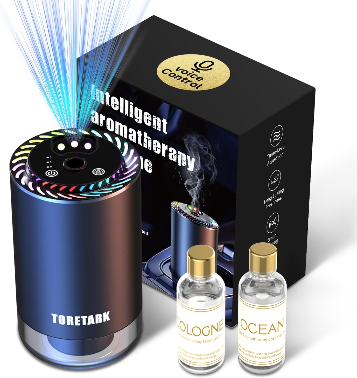 Smart Car Air Freshener Diffuser with Voice Control & Light