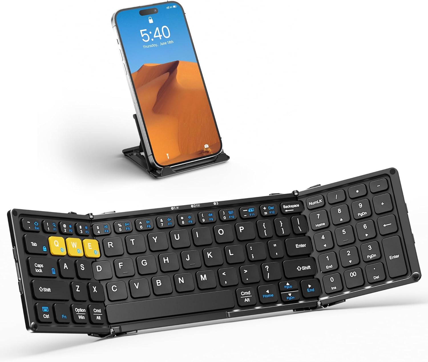 Portable Foldable Bluetooth Keyboard - Sync with 3 Devices!