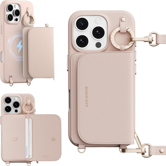 iPhone 16 Pro Wallet Case with Crossbody Strap & 16ft Drop Protection