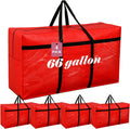 4 Pcs 66 Gallon Red Moving Bags with Zipper and Handles - Foldable