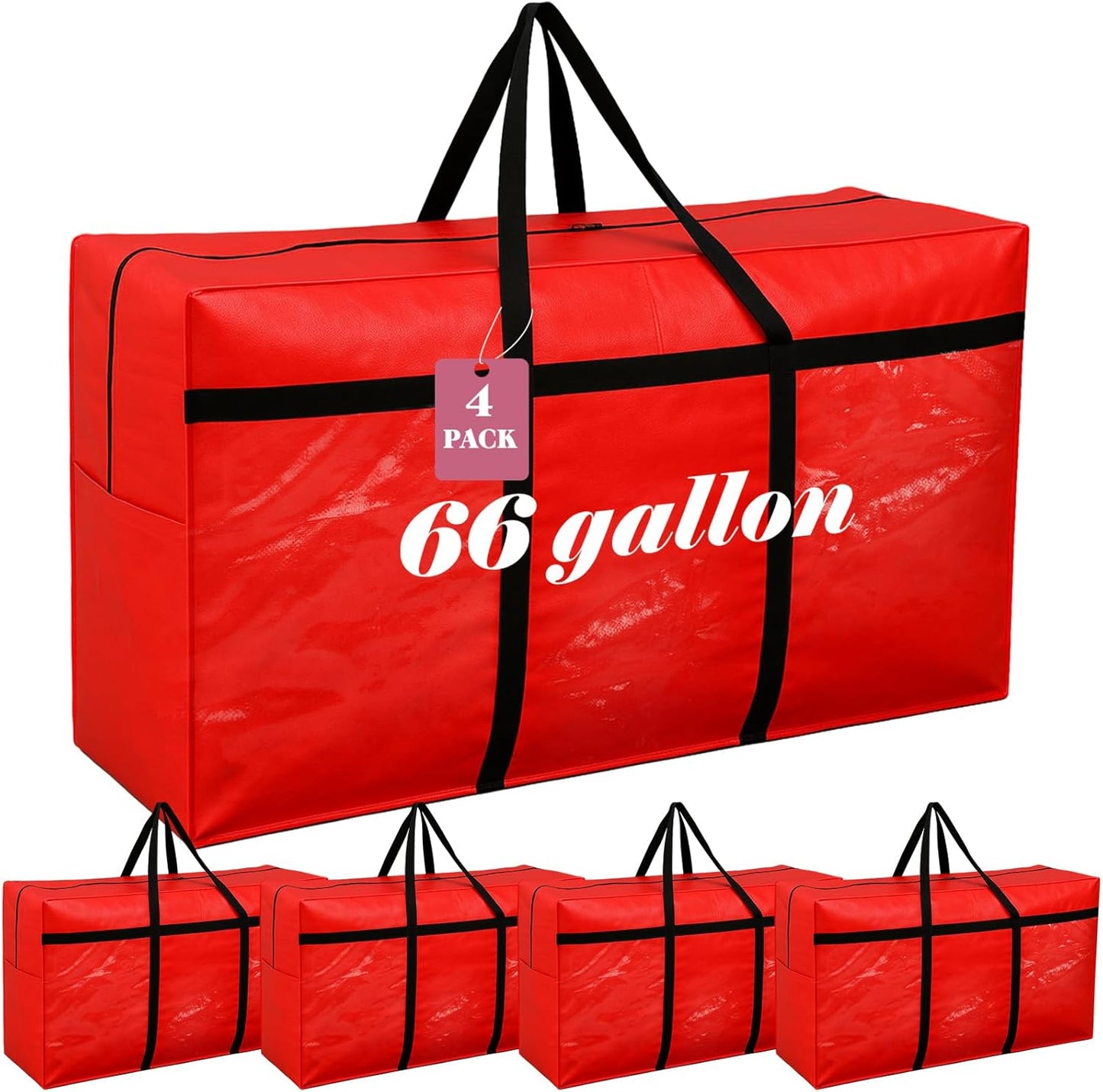 66 Gallon Large Moving Bags with Zipper and Handles for Storage