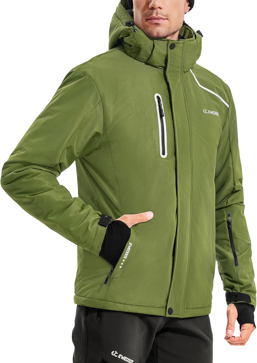 Ewedoos Windproof Snow Jacket with Detachable Hood