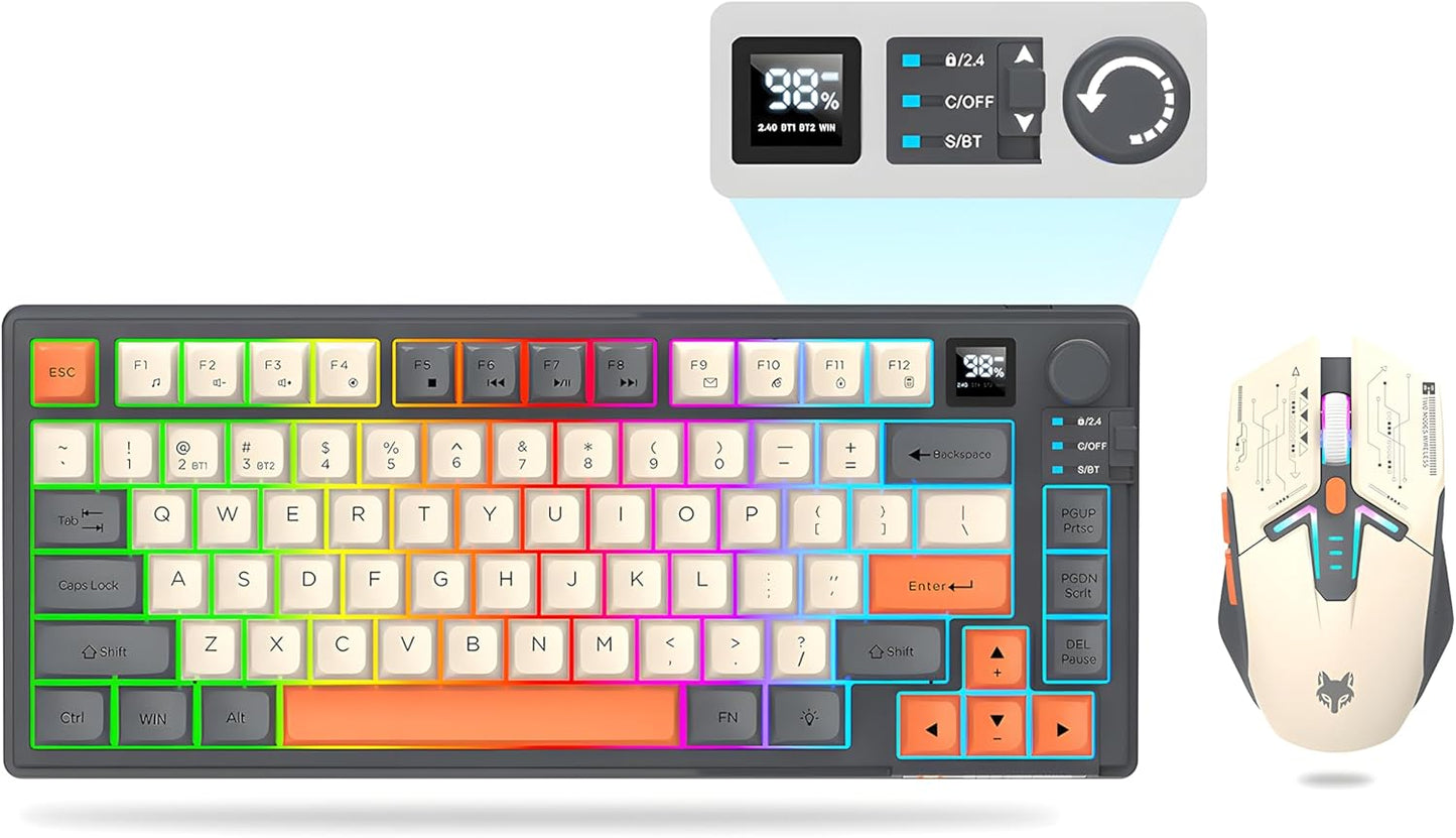 75% Wireless Gaming Keyboard and Mouse Combo with RGB Backlighting