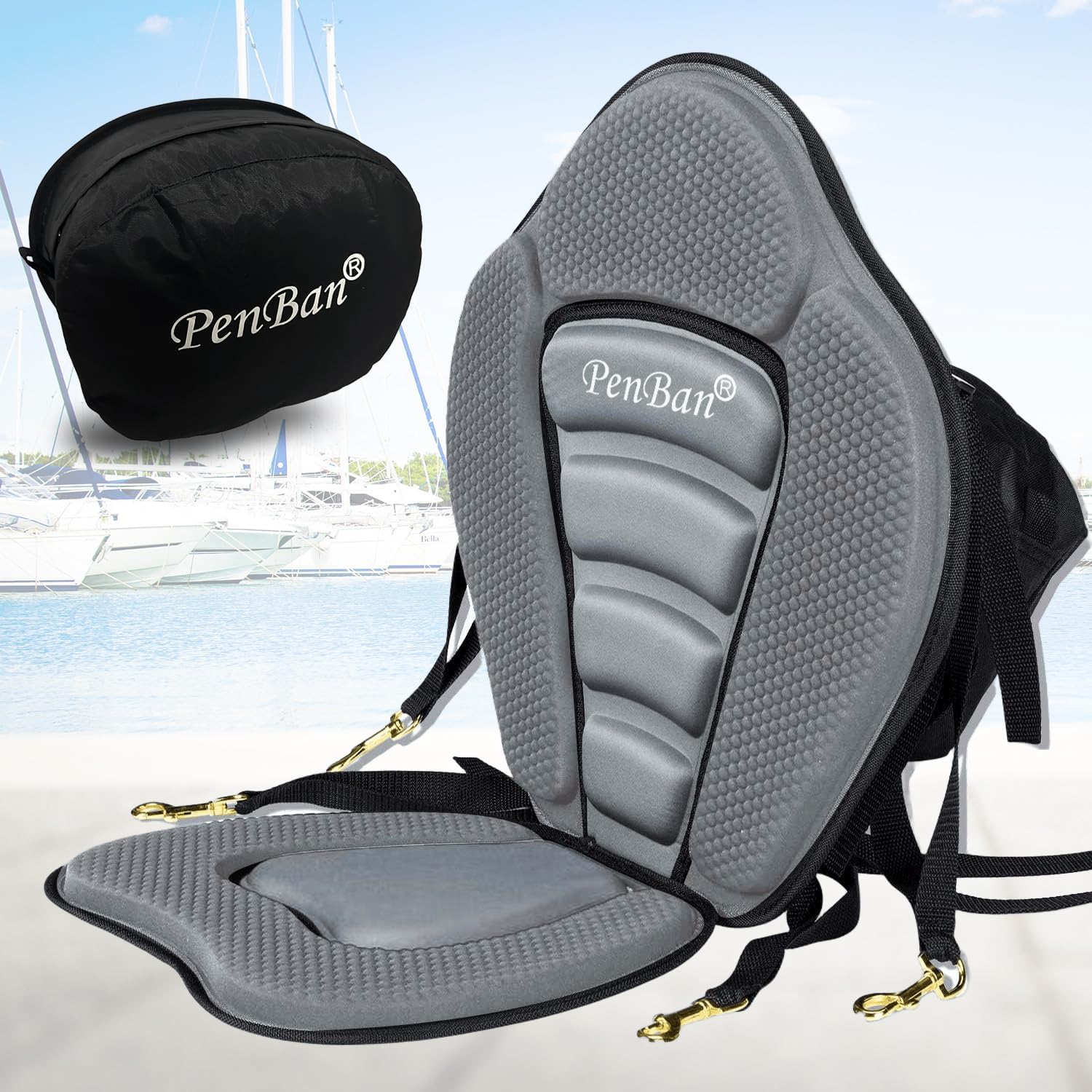 Universal Deluxe Kayak Seat Cushion with Storage Bag for Comfort