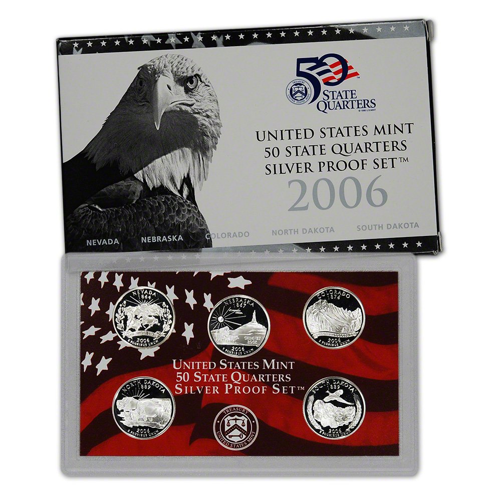 2006 S US Mint Quarters Silver Proof Set with Original Packaging