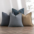 Neutral Navy Linen Pillow Covers Pack of 4 - Natural 20x20 in