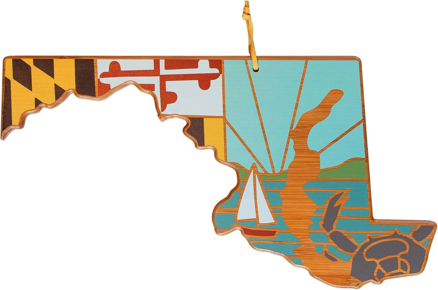 Maryland State Shaped Cutting Board with Artwork by Summer Stokes