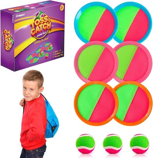 Ultimate Toss & Catch Game with 6 Paddles & 3 Balls by Qrooper