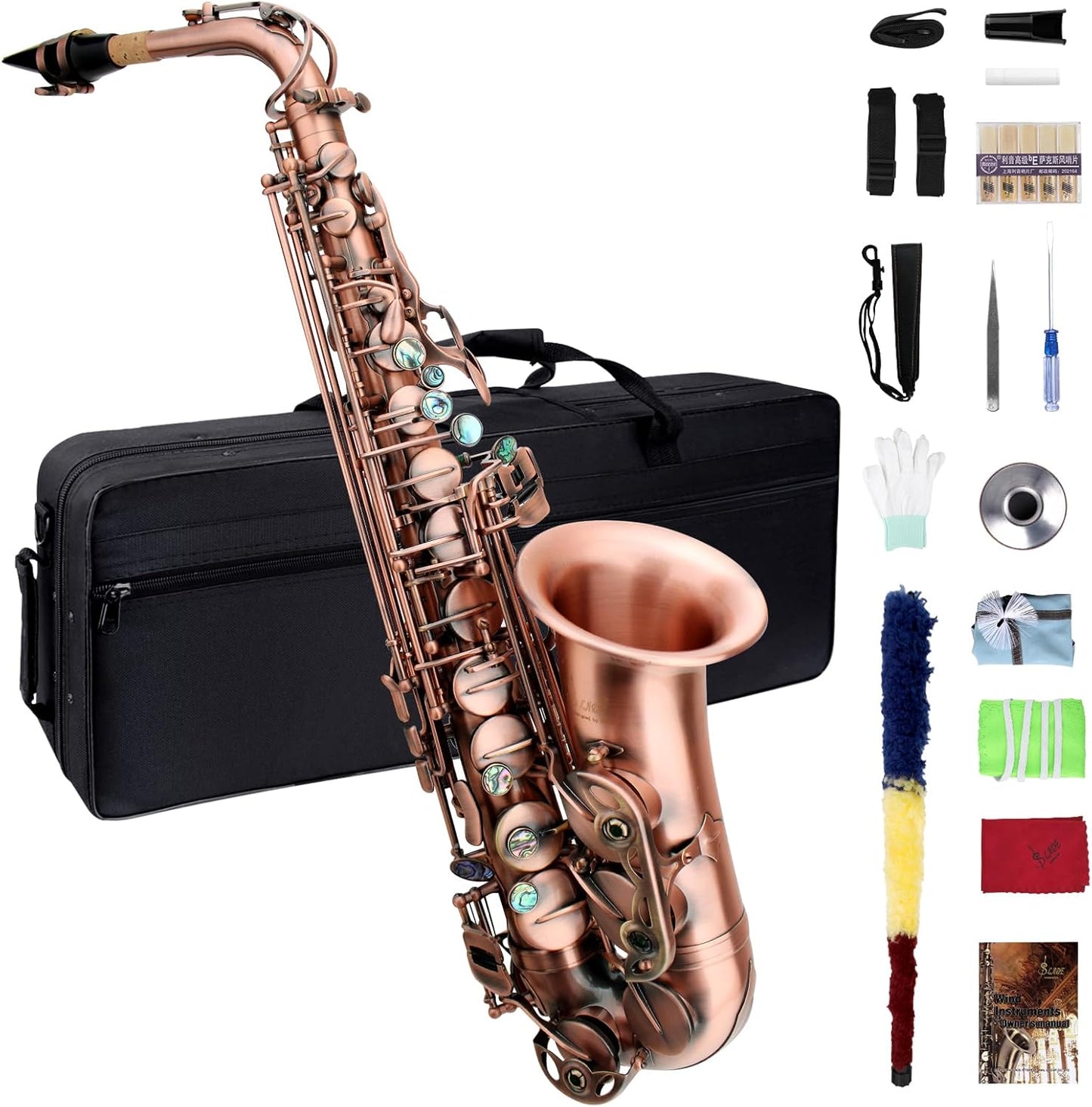 Eb Alto Saxophone for Beginners and Professionals - Antique Red