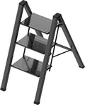 3 Step Ladder Portable Folding Step Ladder with Anti-Slip Pedal