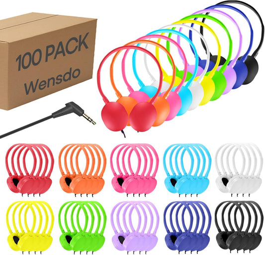 Bulk Headphones 100 Pack Multi Color for Classroom Use