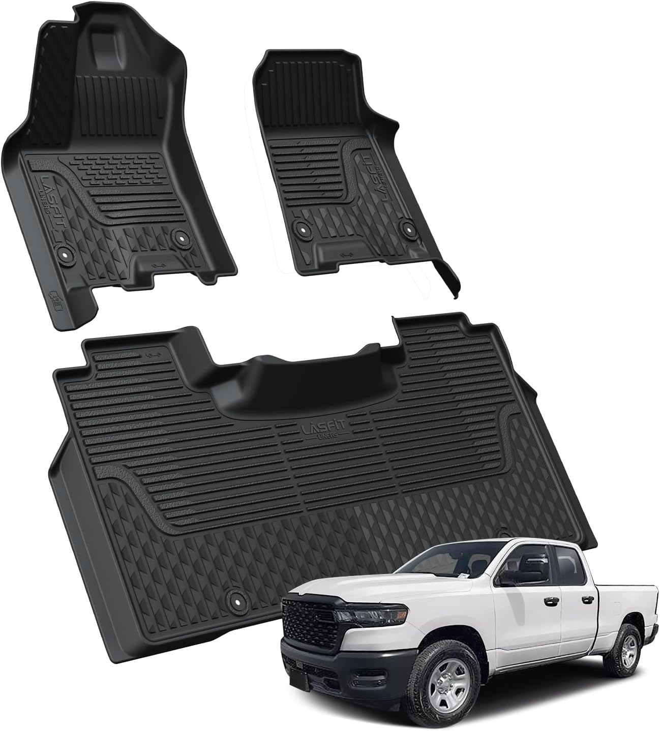 Custom Fit Floor Mats for Ram 1500 Crew Cab 2025 - All Weather