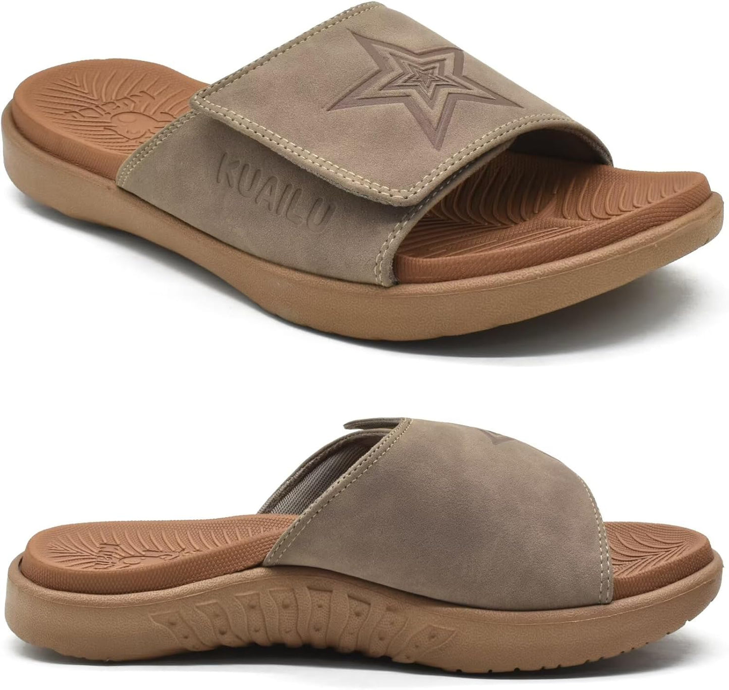 KuaiLu Mens Slides with Arch Support for Summer Comfort