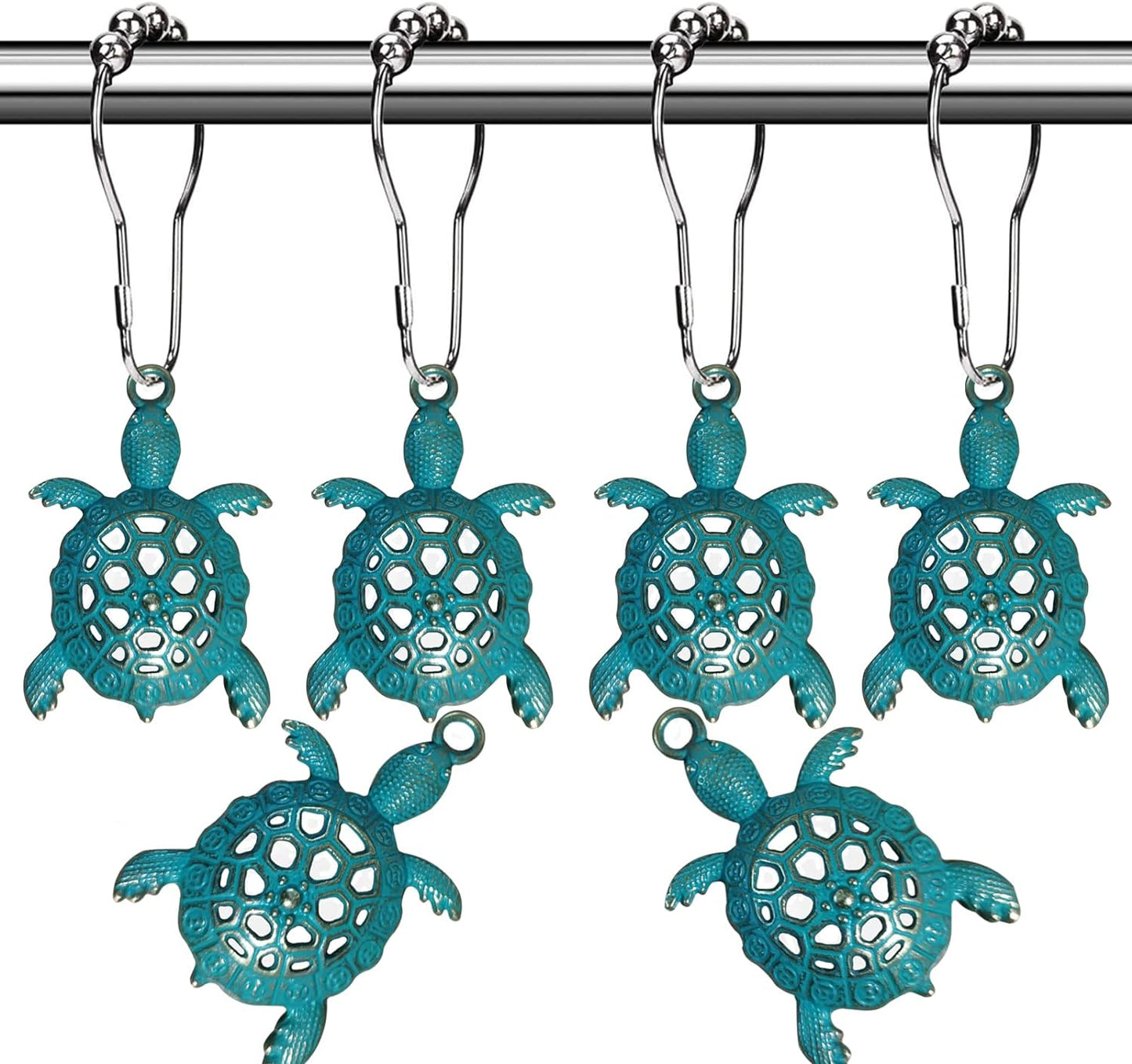 Nautical Green Sea Turtles Shower Hooks by Aimoye