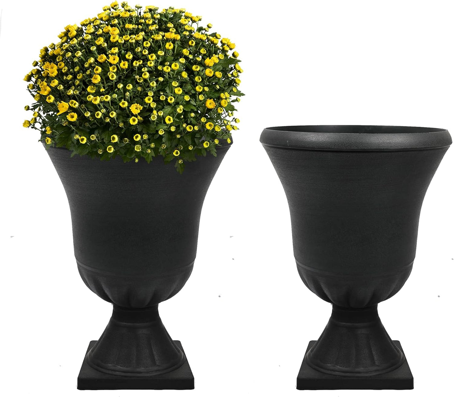 Classic 22 in. Black Urn Planters for Outdoor Plants - 2-Pack