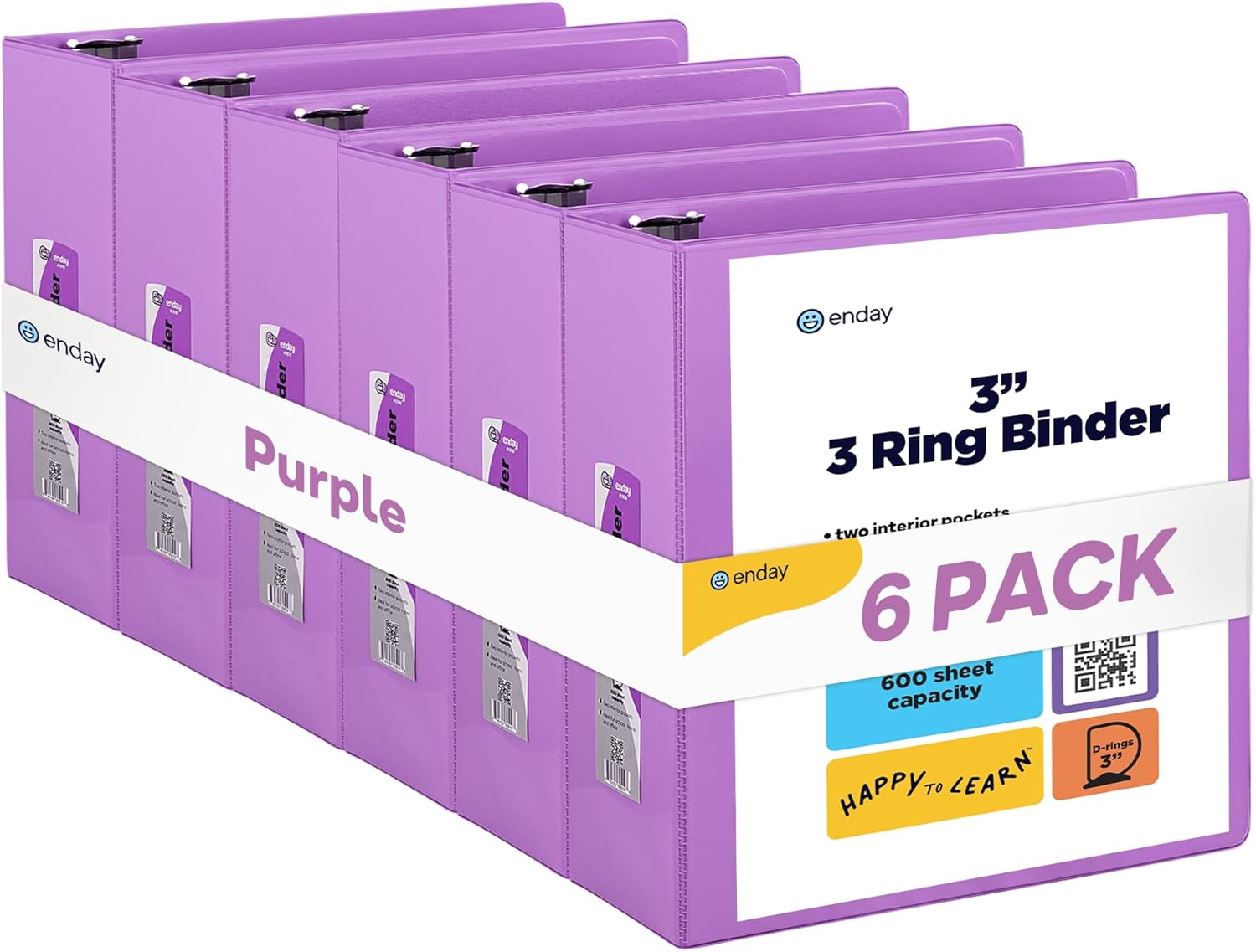 3 Inch Slant D-Ring Binder with Clear View Cover in Purple