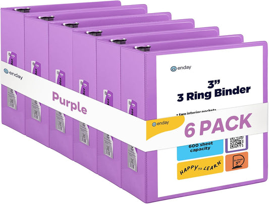 3 Inch Slant D-Ring Binder with Clear View Cover in Purple