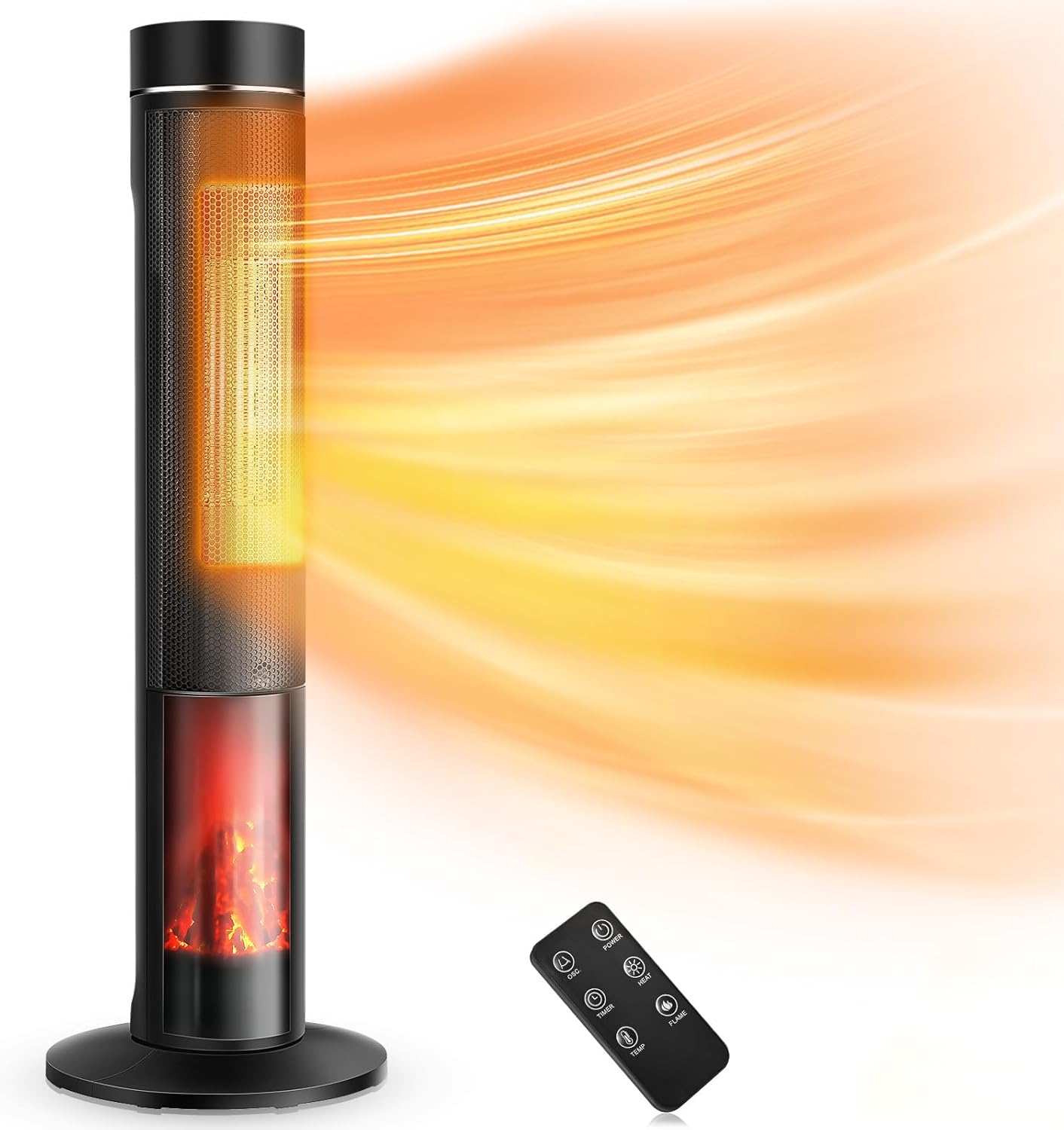 Powerful 1500W Tower Heater: 4 Modes, Adjustable Thermostat, Remote Control