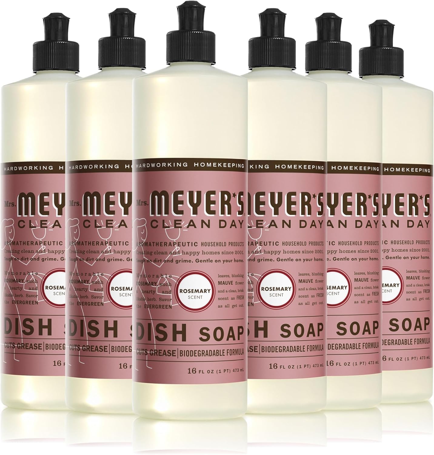 MRS. MEYER'S CLEAN DAY Rosemary Liquid Dish Soap, 16 oz Pack