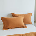 100% Linen Pillow Case King Size Set of 2 - Breathable Rust Pillow