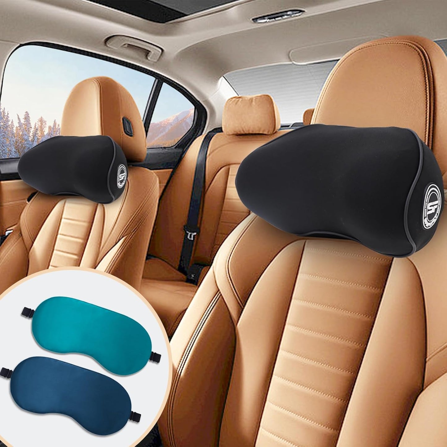 2 Pack Car Headrest Pillow for Neck Support and Comfort