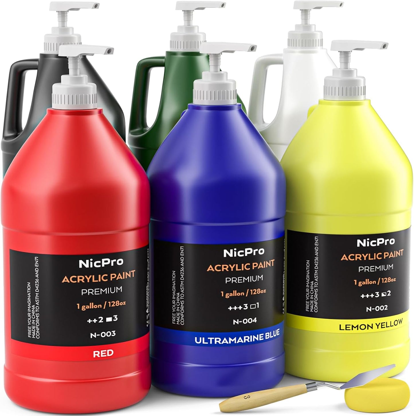 Nicpro 6 Colors Large Bulk Acrylic Paint Set for All Surfaces