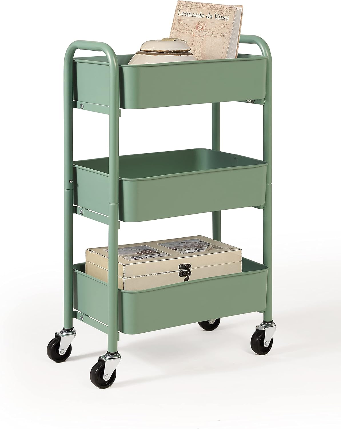 SunnyPoint 3-Tier Compact Rolling Metal Storage Organizer Cart