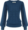 GRACE KARIN Long Lantern Sleeve Crochet Top - Flattering Lightweight