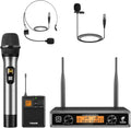 Wireless Microphones System with Headset/Lapel/Handheld Mics - Stable