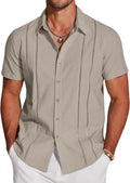 Men's Cuban Guayabera Short Sleeve Linen Shirt - Summer Casual