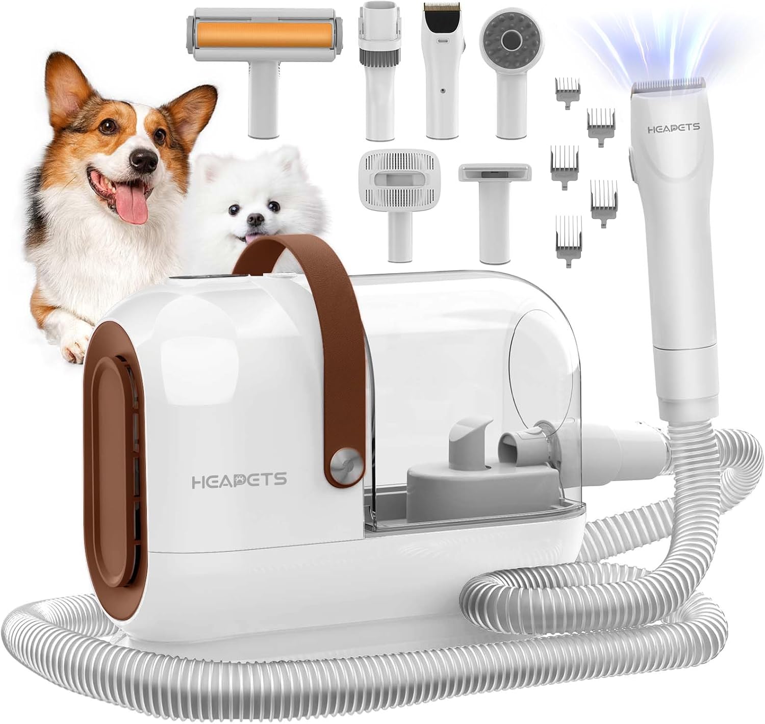 Dog Grooming Vacuum Kit with Low Noise Clipper and 7 Tools