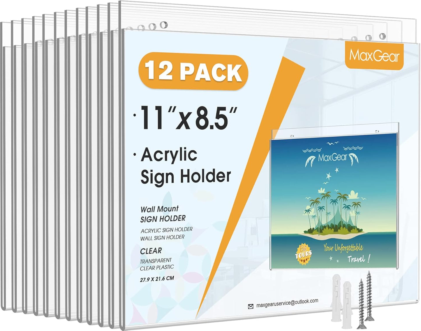 MaxGear Wall Mount Sign Holder 8.5 x 11 Inch for Easy Display