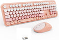 Wireless Keyboard and Mouse Combo with Round Keycaps - Retro Full Size