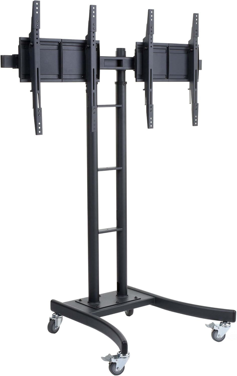 Dual Monitor Mount for TVs - Height Adjustable Stand with Casters