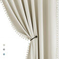 Pom Pom Curtains for Bedroom Windows 90 in Energy Efficient Thermal