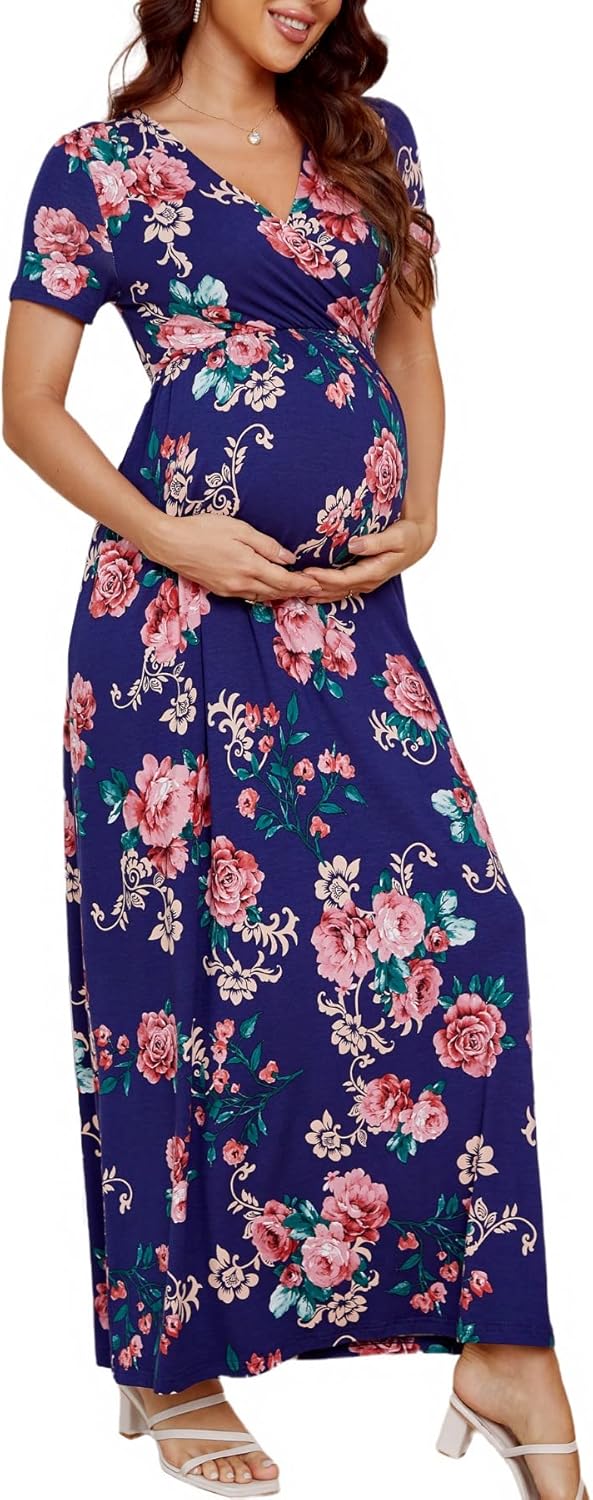 Xpenyo Maternity Maxi Dress for Stylish Baby Showers and More