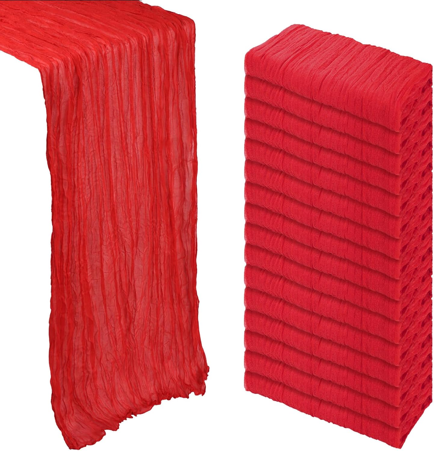 16 Pack Red Cheesecloth Table Runner for Elegant Decor