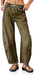 PLNOTME Women's Baggy Boyfriend Jeans Vintage Wide Leg Mid Rise