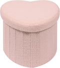 Heart Shaped Storage Ottoman Cube - Pink Plush Storage Seat