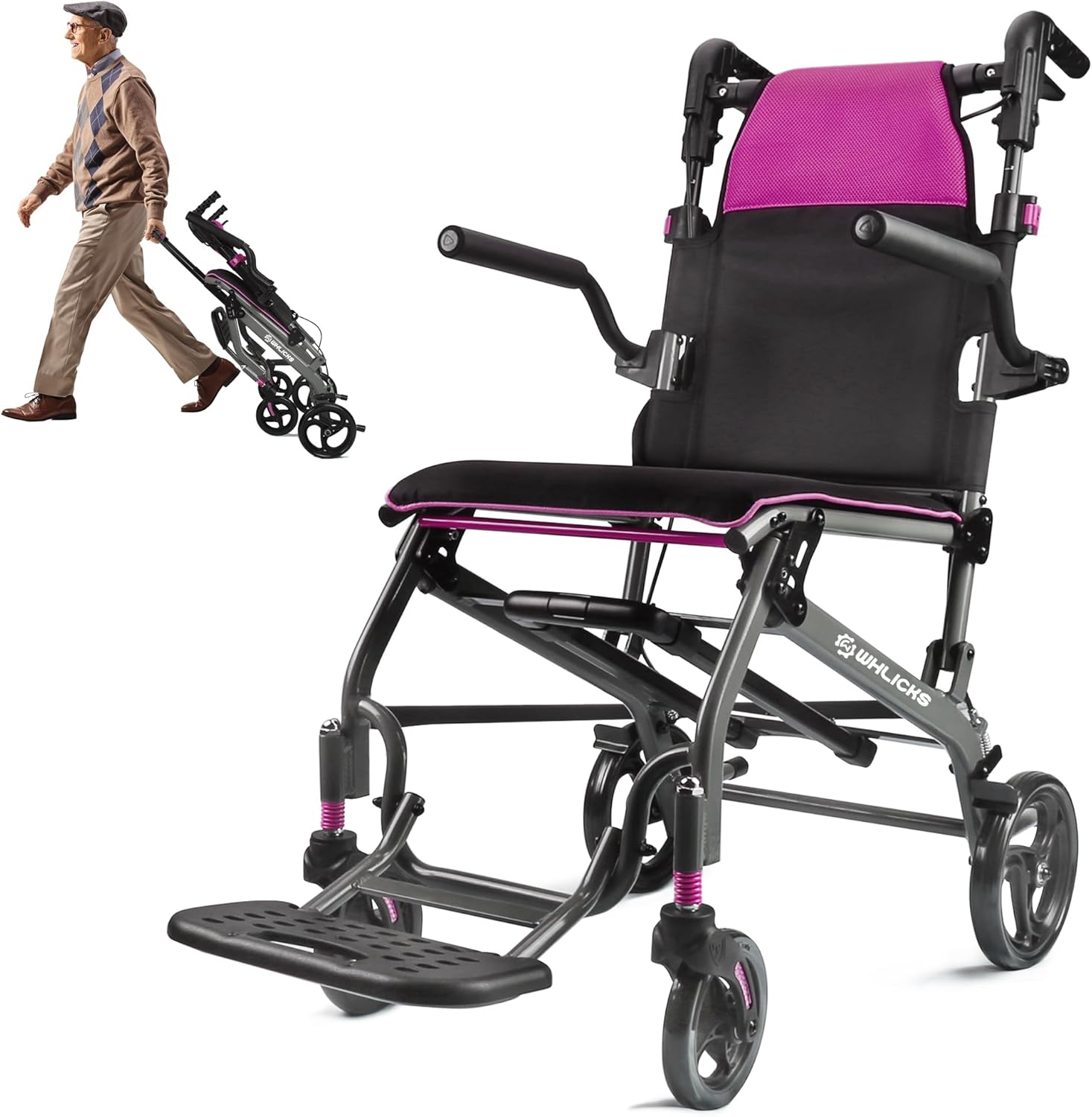 Lightweight Foldable Transport Chair for Adults - 19.4lbs
