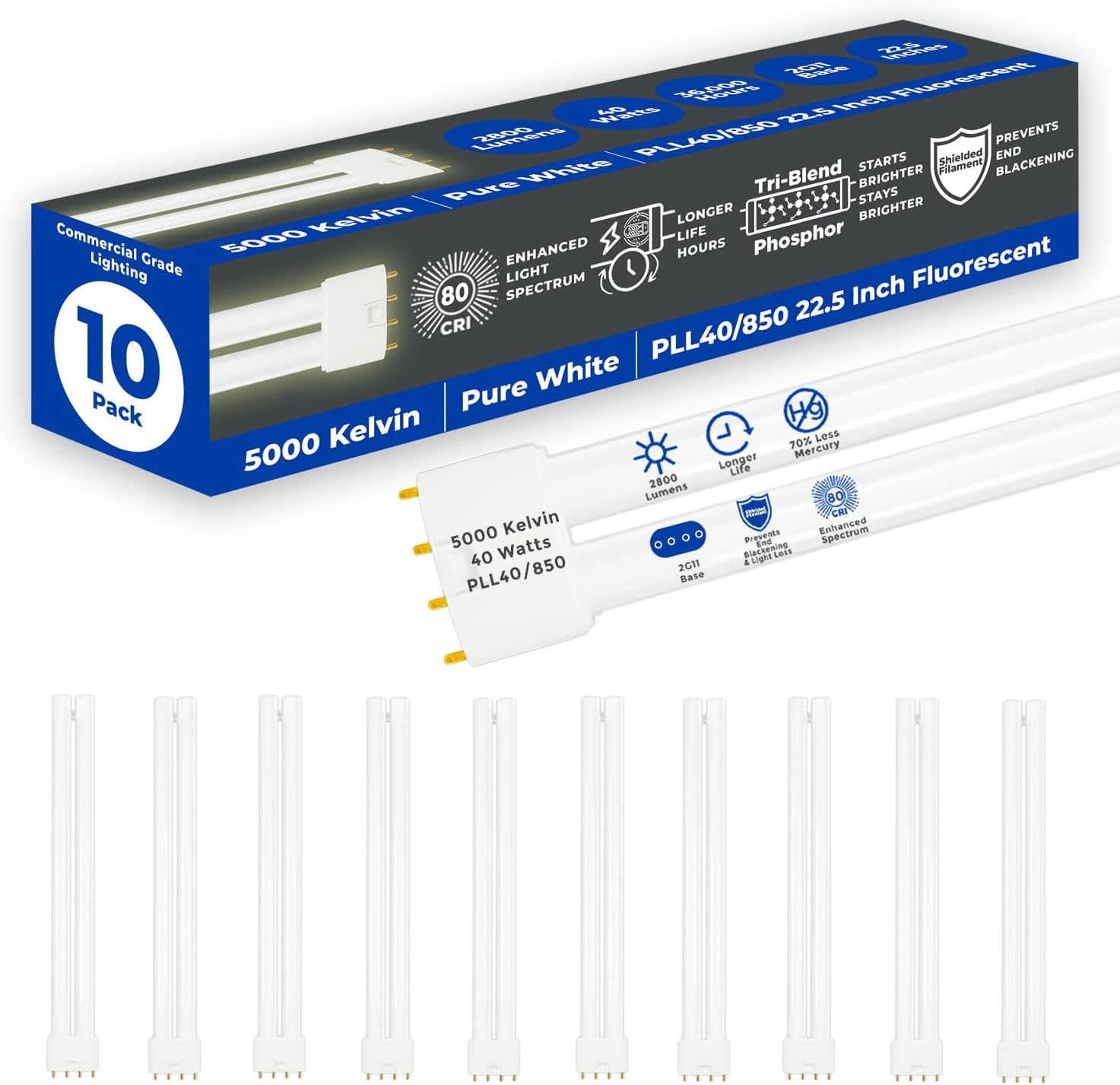 GoodBulb PLL40/850 40W Twin Tube CFL Bulb for Bright Lighting