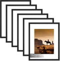16x20 Picture Frame Set of 6 - Black Wood Grain Wall Frames