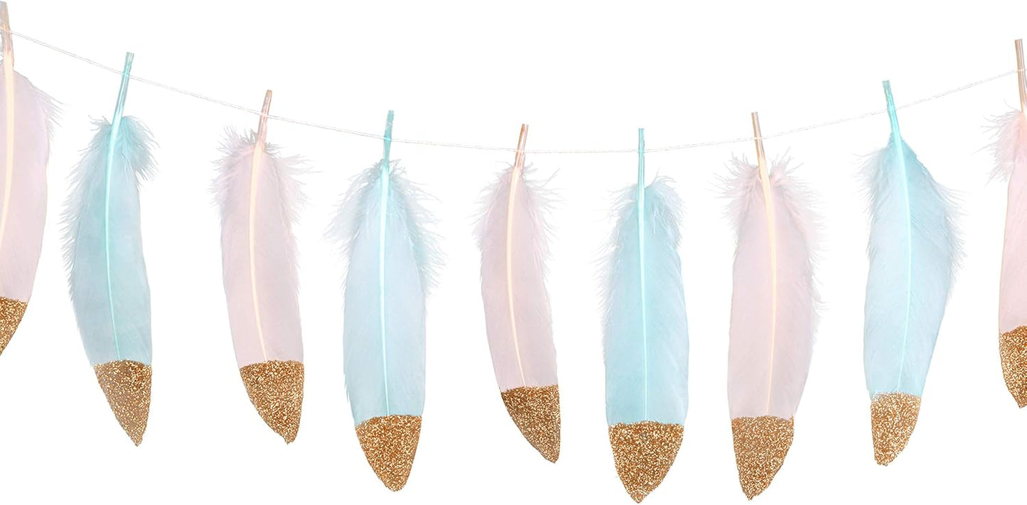 15pcs Gold Dipped Feather Garlands for Stylish Decor