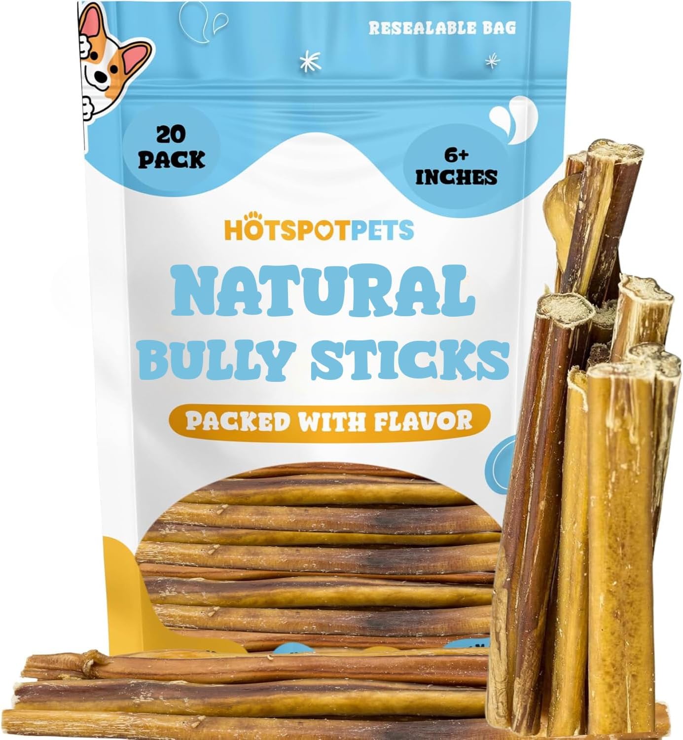Premium Bully Sticks for Medium Dogs - All Natural Beef Treats
