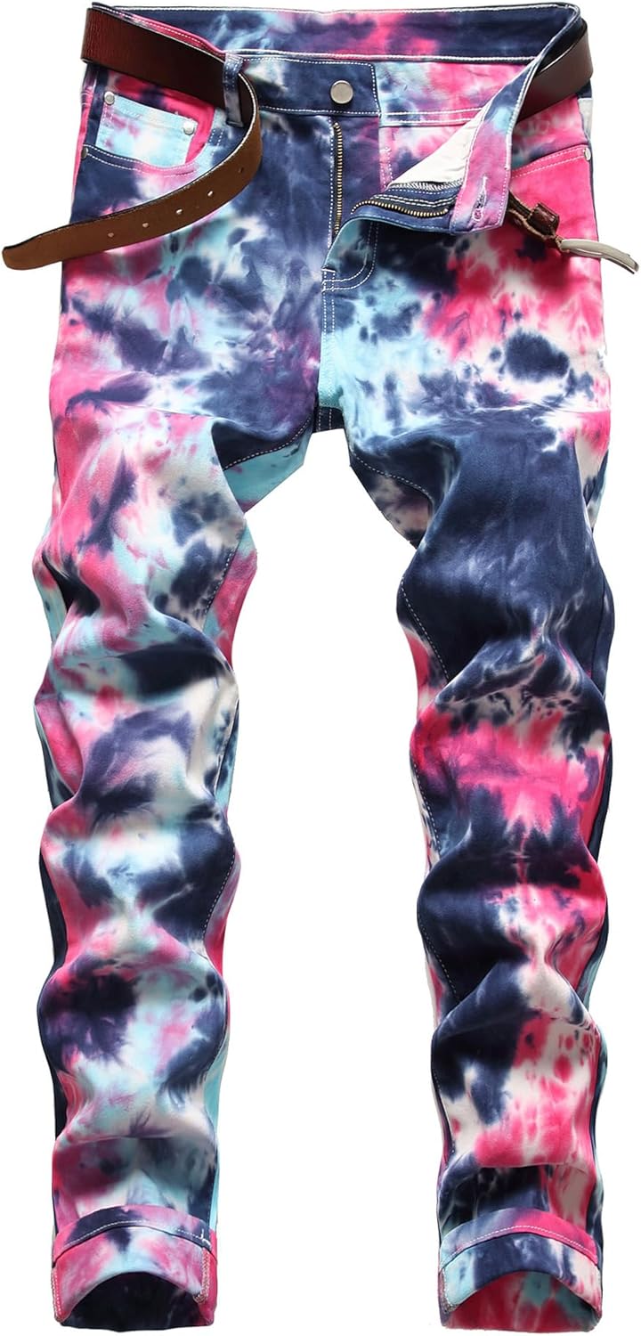 Baylvn Men's Casual Printed Slim Fit Jeans for Stylish Look