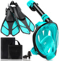 Mask Fins Snorkeling Gear for Adults - Full Face Mask with Foldable