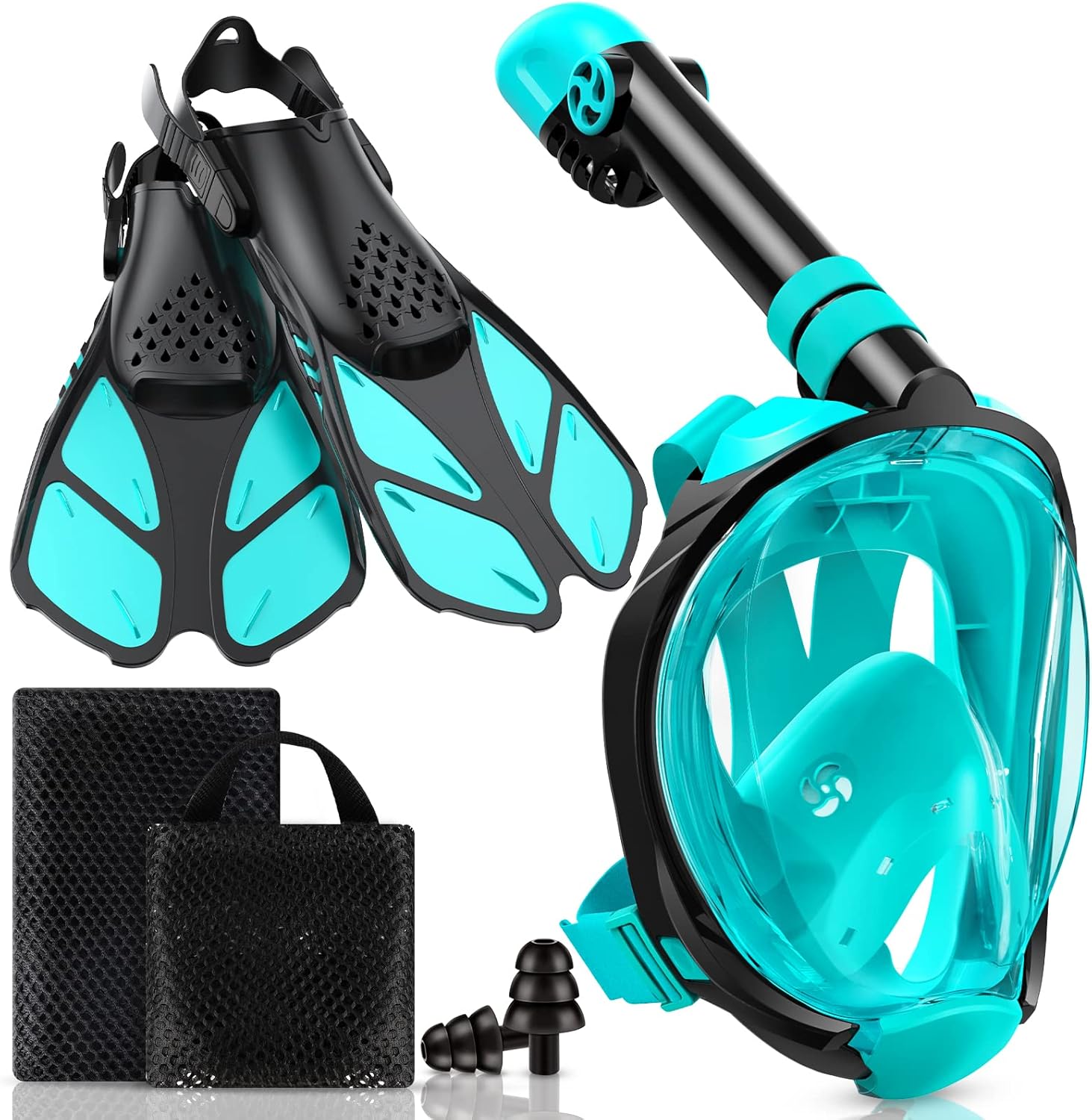 Mask Fins Snorkeling Gear for Adults with Panoramic View