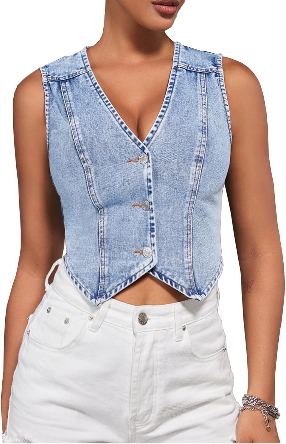 Stylish SHENHE Women's Denim Vest for Y2K Cowgirl Outfits